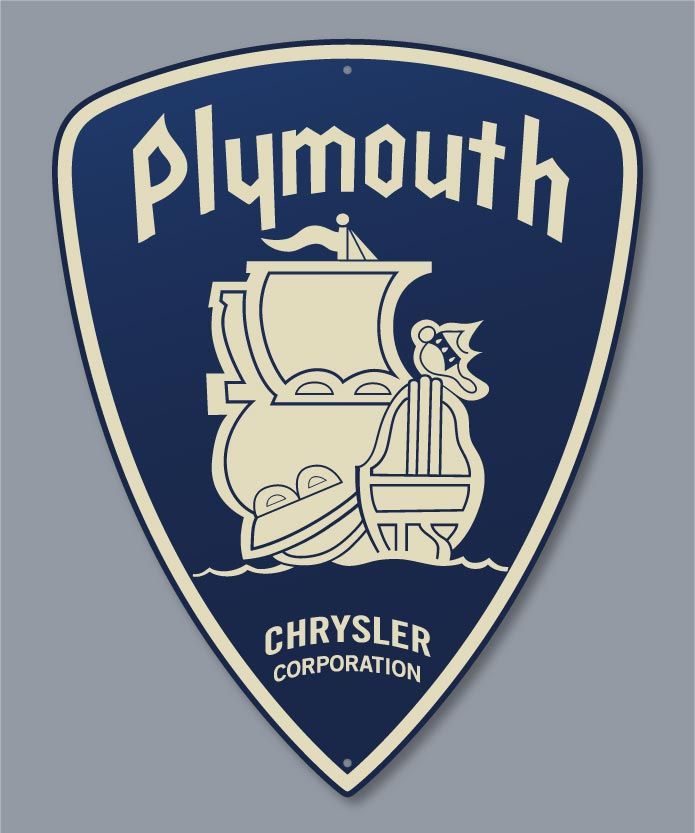 the plymouth logo is shown on a blue and white shield with an image of a ship