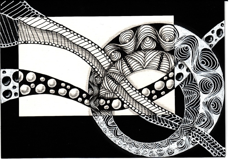 a black and white drawing of an abstract design