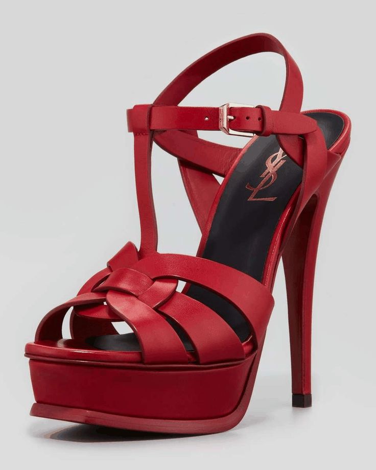 YSL Tribute High-Heel Leather Sandal, Red Ysl Shoes, Red Sandals, Saint Laurent Shoes, Designer Sandals, Mode Vintage, Red Shoes, High Heel Sandals, Leather Sandals, Me Too Shoes