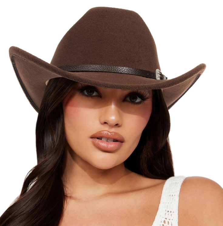 PRICES MAY VARY. Cowboy Hat:the hat is made of high quliaty 65% Cotton,35% Polyester,Cowboy Cowgirl Hats Fashionable, Comfortable and Soft for All-Day Wear. Cowgirl Hat Size：Adjustable Strap Inside; Hat Size Fit All Most Women / Men. Hat Circumference appoxr : 58-59cm/22.8-23.2inch; Brim 7.8/3.07inch; Height 11cm/4.4.33inch. Classic Retro Design With Buckle Belt Will Make You More Fashion, Elegant and Charming. Great Accessory for Fancy Dress Parties, Holloween Costume, Country Concert Outfits , Brown Flat Brim Costume Hat For Rodeo, Brimmed Winter Rodeo Costume Hats And Headpieces, Brimmed Costume Hats For Rodeo In Winter, Western Mini Hat With Curved Brim For Winter, Winter Rodeo Brimmed Costume Hat, Western Brown Costume Hats And Headpieces For Country Events, Western Style Mini Hat With Curved Brim For Winter, Western Brown Mini Fedora Hat, Brown Felt Hat For Rodeo, One Size