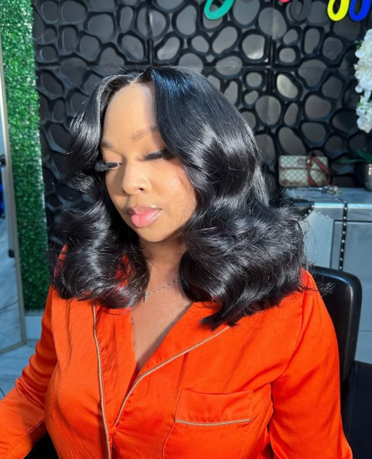 Short Sew In Hairstyles, Middle Part Curls, Sew In Bob Hairstyles, Frontal Wig Hairstyles, Sew In Hairstyles, Birthday Hairstyles, Quick Weave Hairstyles, Birthday Hair, Sew Ins