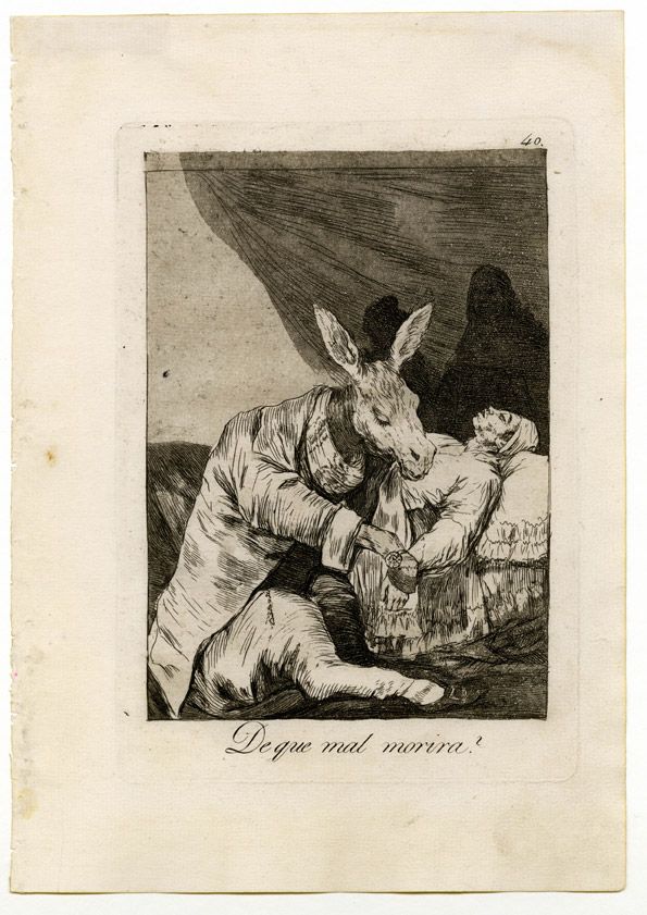 an old drawing of a man and woman in bed with a kangaroo on the other side