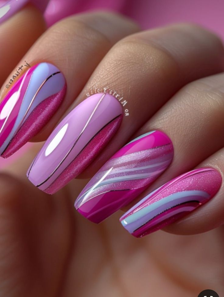 Fancy Nail Art, Elegant Nail Art, Fancy Nails Designs, Pink Nail Art, Purple Nail, Colorful Nails, Pretty Nail Art Designs, Pink Nail Designs, Pretty Nail Art