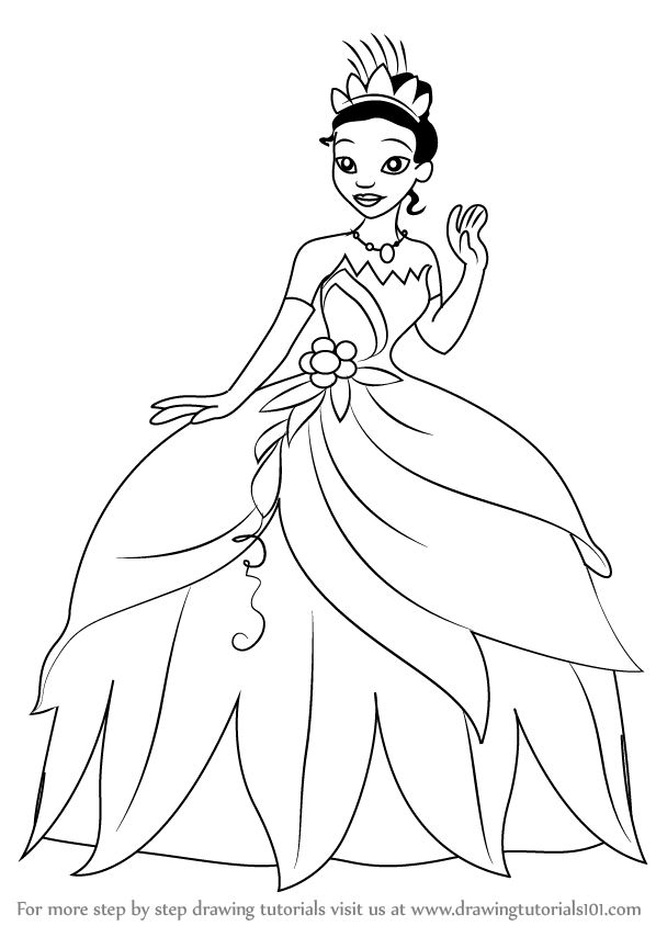 the princess from disney's sleeping beauty is shown in this black and white drawing