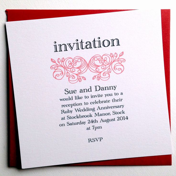 a red and white wedding card with the words, invitation suite and dummyy on it