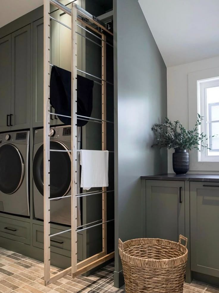 a washer and dryer in a laundry room