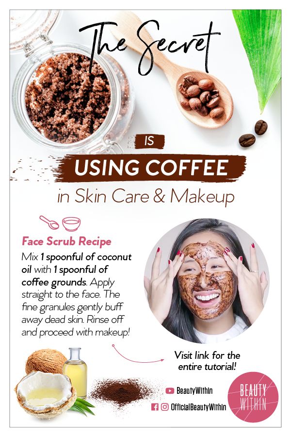 The Secret to Using Coffee in Skin Care & Makeup | Brightening, Blackheads & Scars. Coffee has a lot of beauty benefits such as brightening effects to get radiant skin. It also helps with scars, acne and blackheads. In this video we used coffee grounds 3 ways on the skincare and makeup routine! First in a DIY coffee scrub mask, mixing it with coconut oil. It's so easy and leaves your skin so soft and ready for makeup! Use Of Coffee For Skin, Coffee Benefits For Skin, Coffe Facepack, Diy Coffee Scrub, Skincare And Makeup Routine, Used Coffee Grounds, Face Scrub Recipe, Coffee Scrub Diy, Lip Scrub Recipe