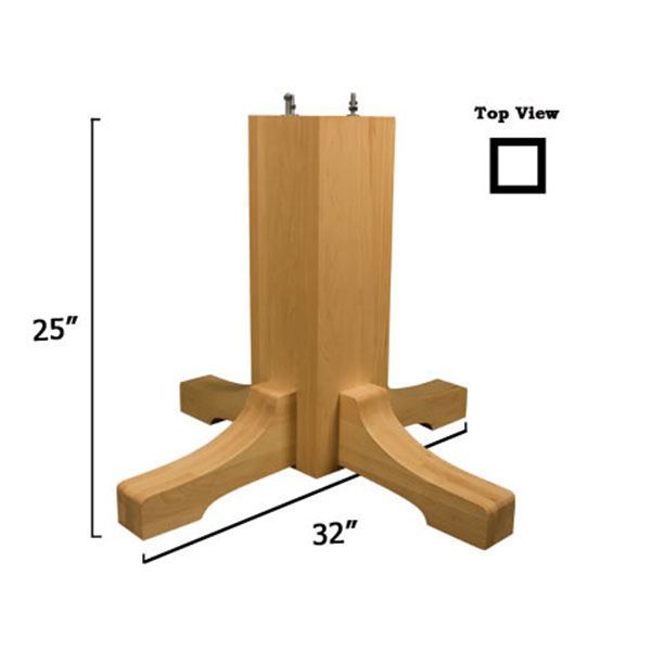 an image of a wooden table with measurements for the top and bottom part on it