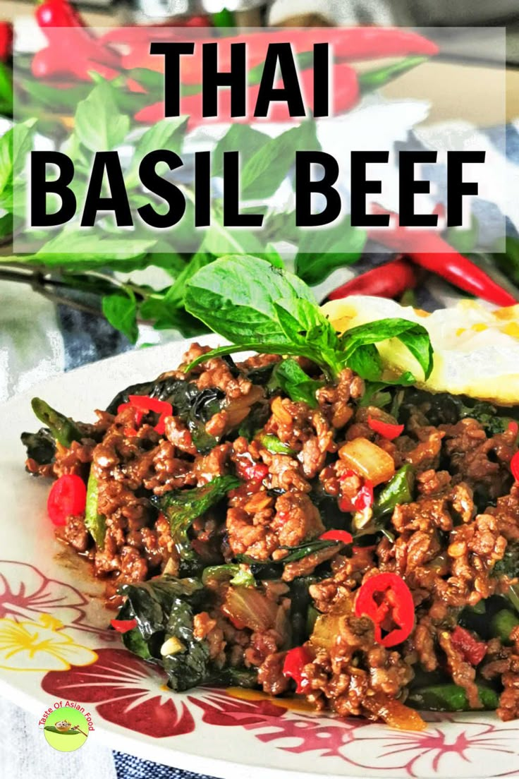 Thai basil beef (pad gra prow) made easy. A savory and spicy Thai street food prepared with basil, fish sauce, and chili.


Savory, spicy, and packed with the flavor of basil and fish sauce, that is what flashes across my mind when I think of Thai basil beef.
Thai basil beef is so versatile that it can be served as Thai basil beef noodles or Thai basil beef bowl top with a fried egg. Thai Basil Recipes, Basil Beef, Thai Basil Beef, Minced Beef Recipes, Beef Bowl, Beef Noodles, Thai Beef, Basil Recipes, Mince Recipes