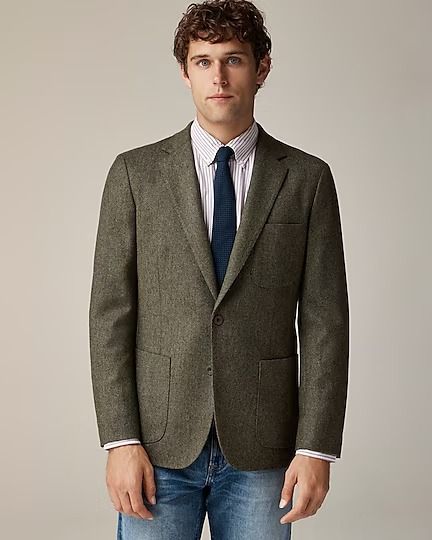 J.Crew: Ludlow Slim-fit Blazer In English Merino Wool For Men Wool Sport Coat With Notch Lapel And Patch Pockets, Business Casual Wool Sport Coat With Patch Pockets, Semi-formal Wool Blazer With Welt Pockets, Wool Blazer With Pressed Crease For Business Casual, Wool Blazer With Patch Pockets For Business Casual, Single Breasted Wool Sport Coat For Business Casual, Tailored Wool Sport Coat For Business Casual, Business Casual Wool Sport Coat With Suit Collar, Wool Sport Coat With Suit Collar For Business Casual