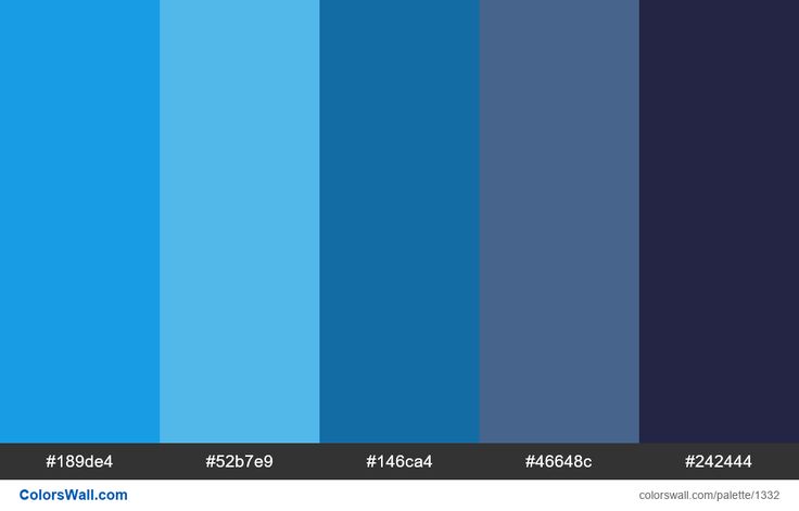 Modern Dashboard colors. HEX colors #189de4, #52b7e9, #146ca4, #46648c ...