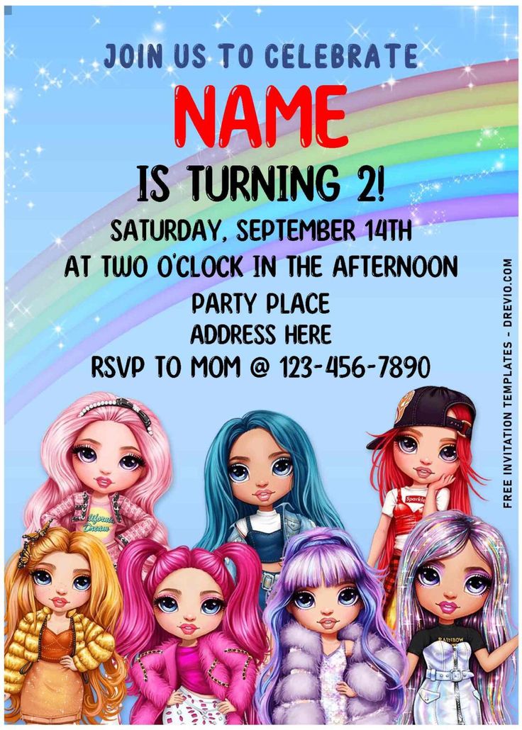 a birthday party poster with the names of girls