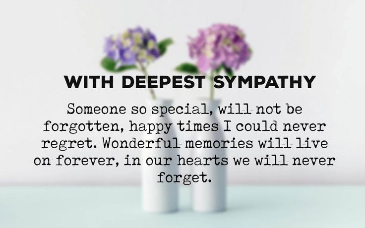 three white vases with purple flowers in them on a blue table top and the words,'with deepest sympathy someone so special, will not be forgotten, happy times i could never forget