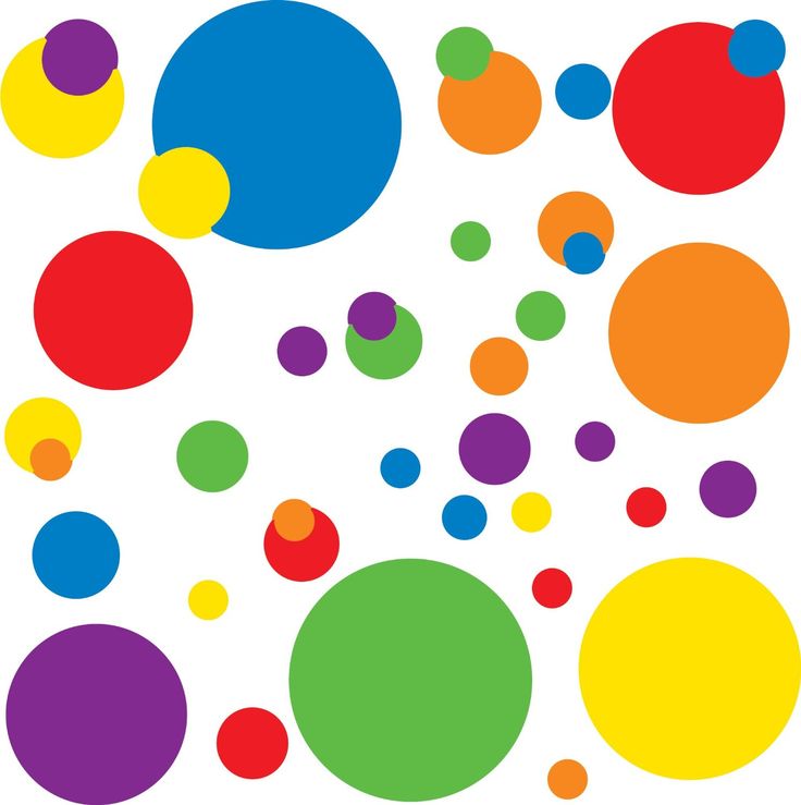 colorful circles and dots on a white background