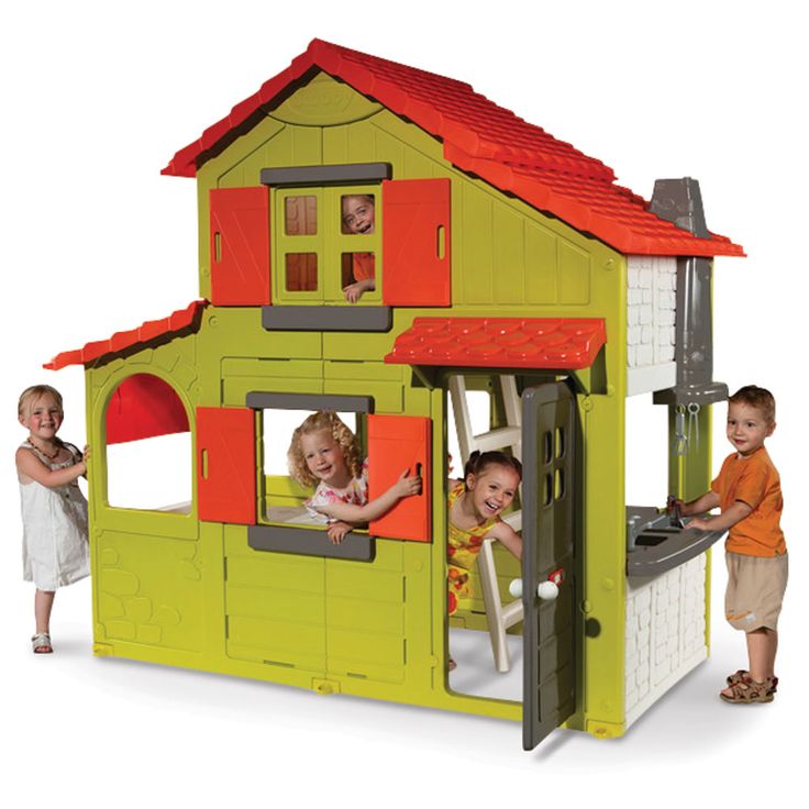 children playing in a play house made out of plastic