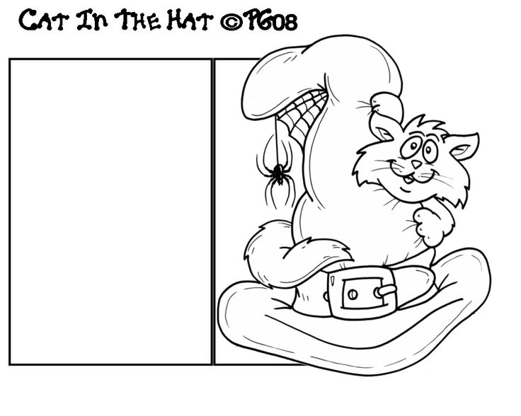 the cat in the hat coloring page for children to print and color with their own name