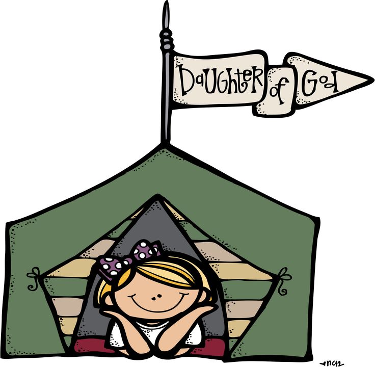 a black and white drawing of a girl inside a tent with an arrow on top