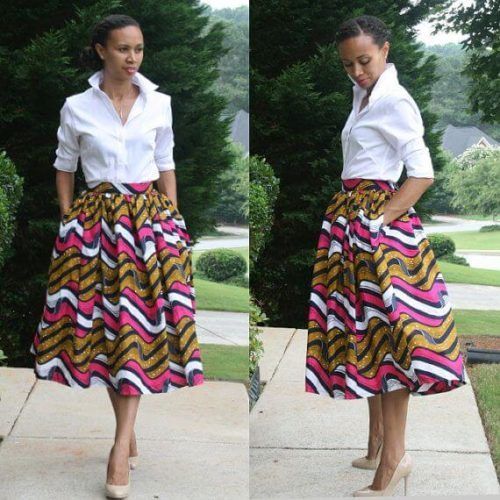 Saia de Capulana Moda Africana African Print Midi Skirt, African Chic, African Print Maxi Skirt, African Print Skirt, African Skirts, Afrikaanse Mode, Gorgeous Outfits, Outfits Classy, African Inspired Fashion