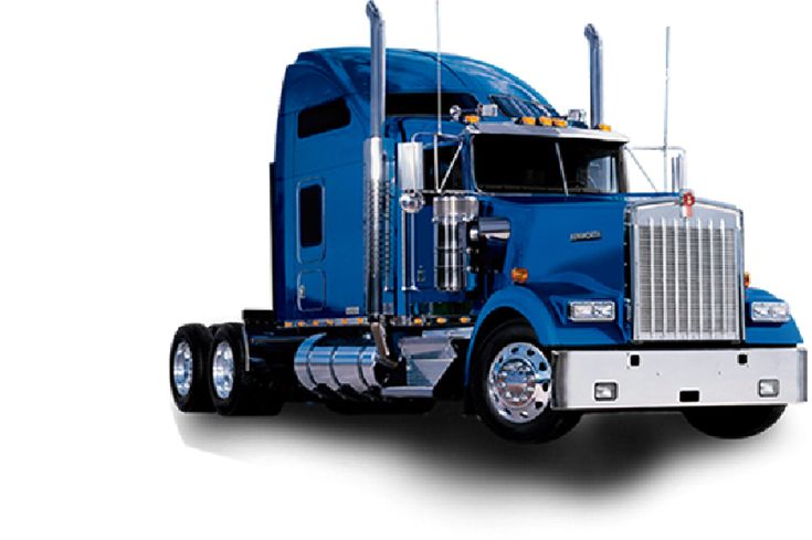 a large blue semi truck on a white background