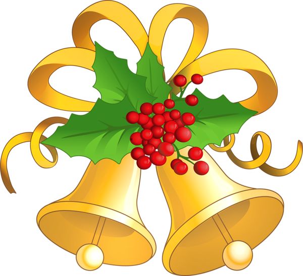 Transparent Christmas Gold Bells with Mistletoe PNG Clipart | Christmas ...