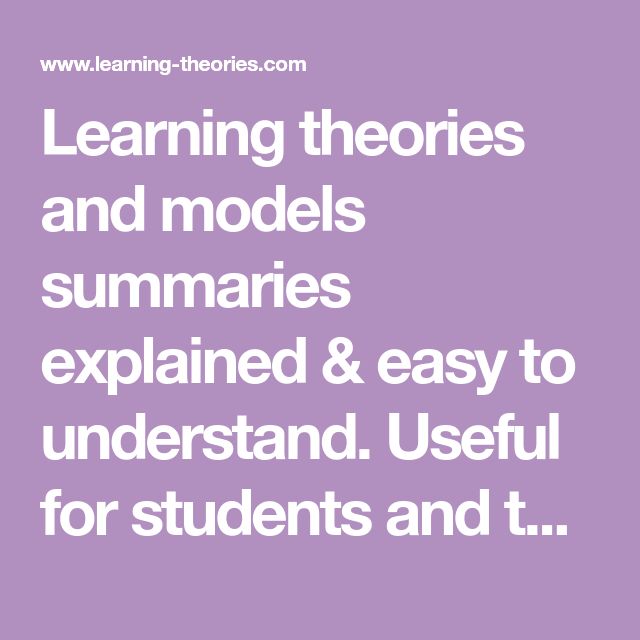 the text learning theory and models summaries explain & easy to understand useful for students and