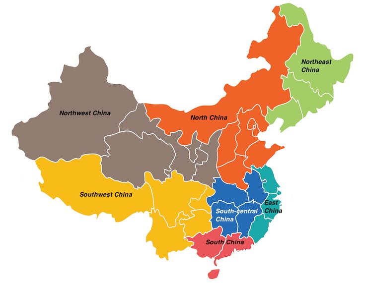 an image of a map of china with all the states and their respective cities on it