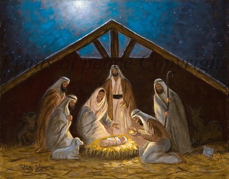 the birth of jesus is depicted in this painting