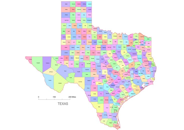 a map of texas with all the states and their respective cities on it's separate layers