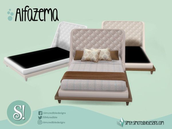 SIMcredible!'s Alfazema Bed frame | Sims 4 beds, Sims 4 bedroom, Sims 4 ...