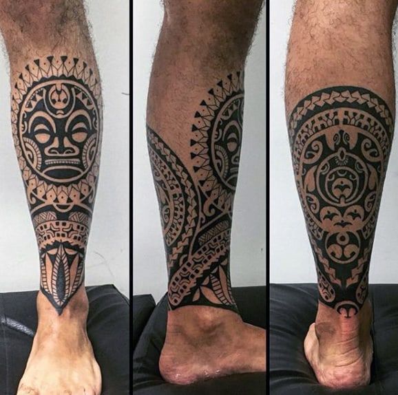 Beautiful Tribal Leg Tattoo