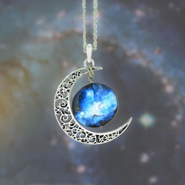 Galaxy Necklace Galaxy Necklace, Galaxy Pendant, Galaxy Fashion, The Moon And Stars, Necklace Brands, Stone Pendant Necklace, Moon And Stars, Moon Pendant, Moon Necklace