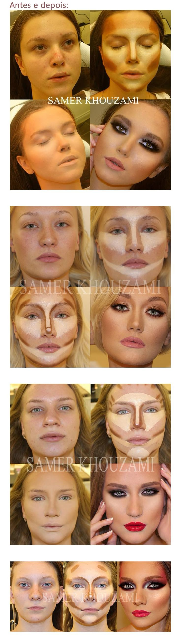 TUDO SOBRE CONTORNO FACIAL (contouring) Olá meninas, tenho recebido muitasss perguntas sobre contorno facial. Todo mundo já viu a mágica que esse truque de maquiagem faz né?! As fotos de 'ante e de... Facial Contouring, Face Contouring, Contour Makeup, Glam Makeup, How To Apply Makeup, Eye Makeup Tutorial, Beauty Make Up, Maquillaje De Ojos, Makeup Inspo