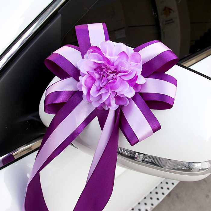 Silk rose+ribbon flower decoration for car wedding car decoration wIth ...