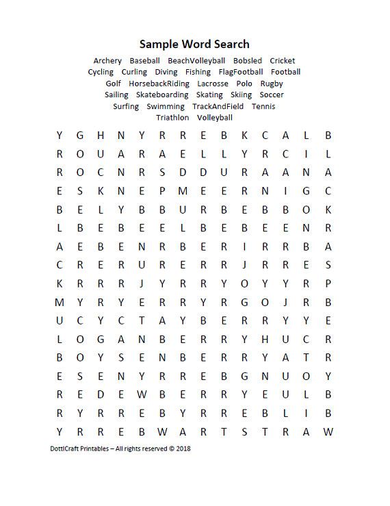 Summer Play Word Search puzzle, Printable, Seek, Find, Sleuth, Hidden ...