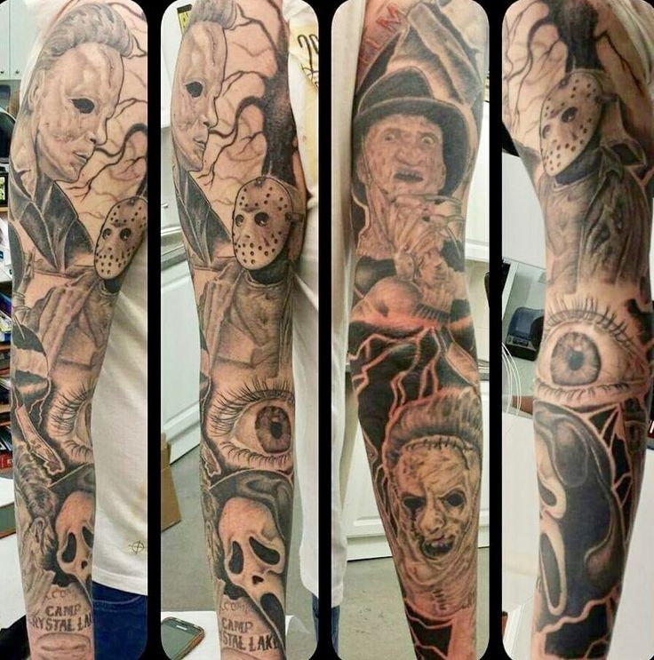 Horror sleeve Horror tattoo, Movie tattoos, Horror movie tattoos