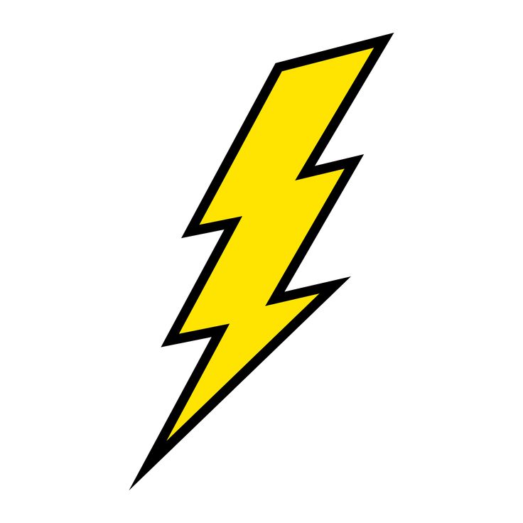 a yellow lightning bolt with black outline on a white background royalty illustration for logos, emblems and stickers