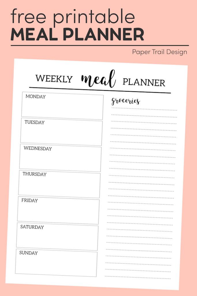 Free Printable Meal Planner Template - Paper Trail Design | Meal ...