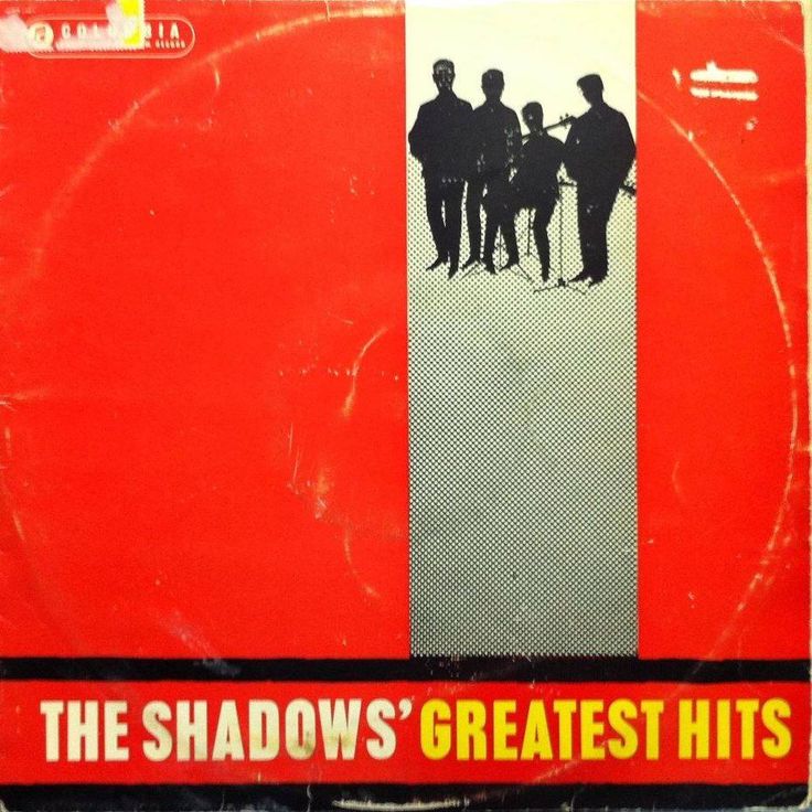 the shadow's greatest hits album cover with red and white striped design on it