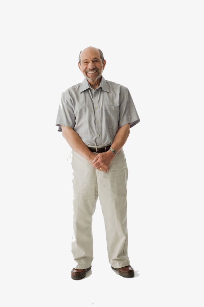 an older man is standing with his hands in his pockets and smiling at the camera