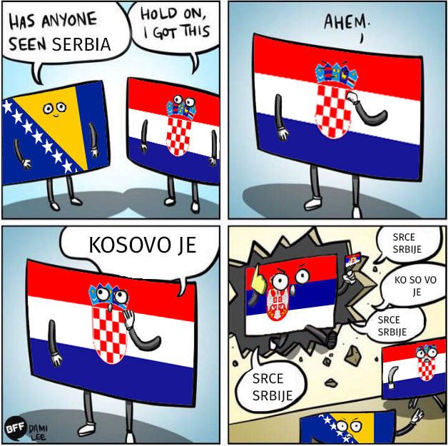 a comic strip with an image of croatia and the country's flag on it