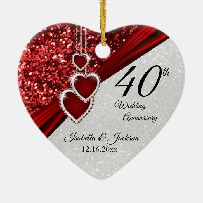 a heart shaped ornament with the number forty on it