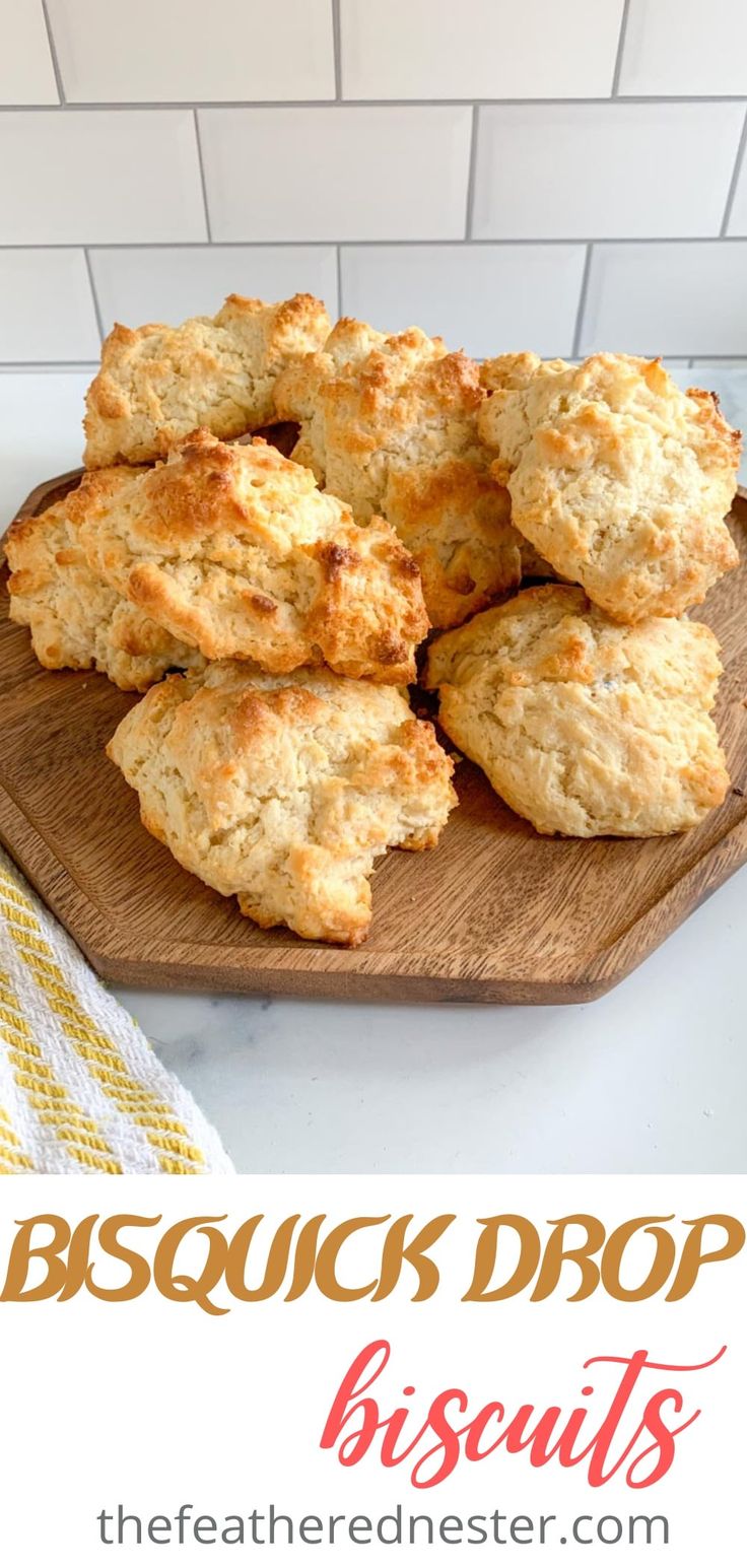 biscuits on a cutting board with the words biscuit drop biscuits