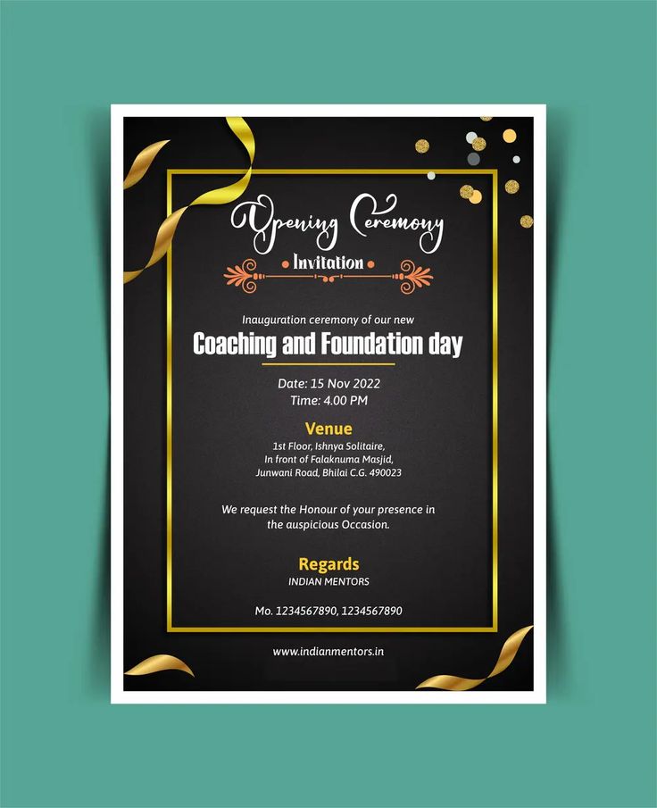 a black and gold graduation party flyer with golden confetti on the corner,