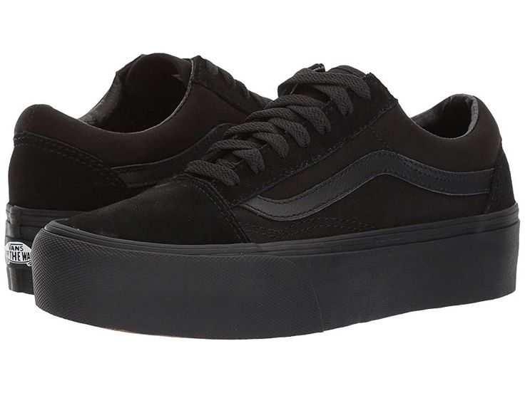 Vans Platform Sneakers, Black Skate Shoes, All Black Vans, Black Platform Sneakers, Old Skool Platform, Platform Vans, Pointy Shoes, Tenis Vans, Black Platform Shoes