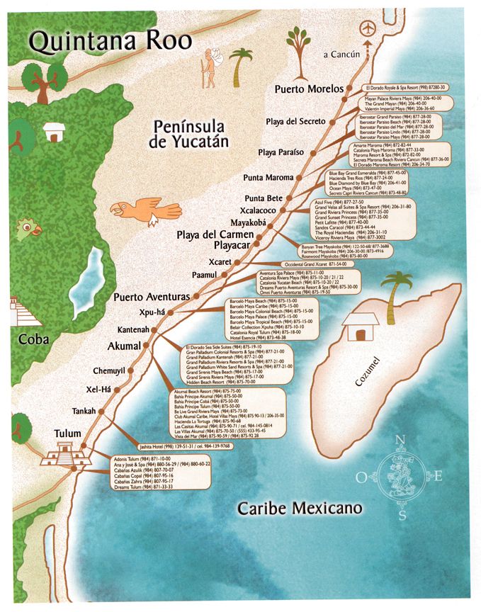 Playa Del Carmen Riviera Maya Resort Map