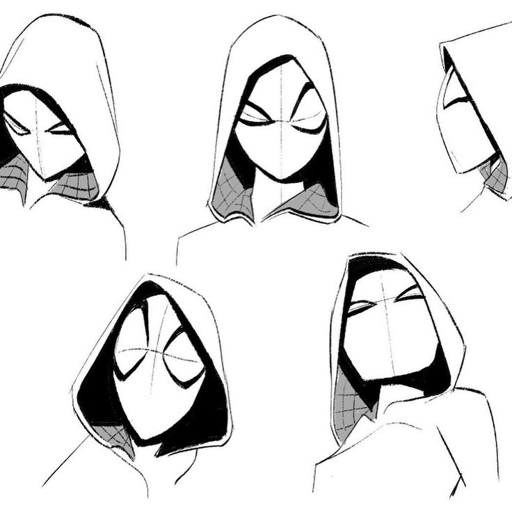 some sketches of the hoods and face