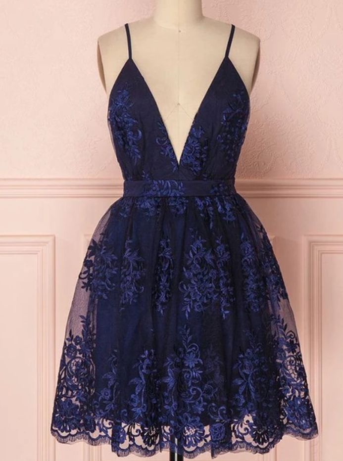 Navy Blue Homecoming Dress, Homecoming Dress with Appliques Blue Chiffon Dress For Homecoming, Dresses For Reception, Navy Blue Homecoming Dresses, Classy Homecoming Dress, Navy Blue Homecoming Dress, Blue Homecoming Dress, Party Dress Classy, Tulle Homecoming Dress, Homecoming Outfits