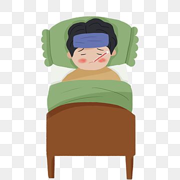 Cold And Flu Clipart Vector, Boy With Cold And Fever Lying In Hospital ...