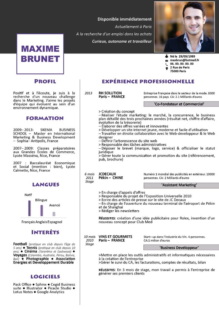 Modèle de cv français | Alpes ms | Cv francais, Modèle cv, Modèle de cv ...