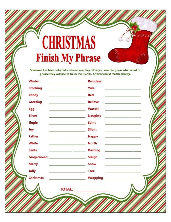 christmas trishh my phrase game is shown in red and green stripes with a santa boot